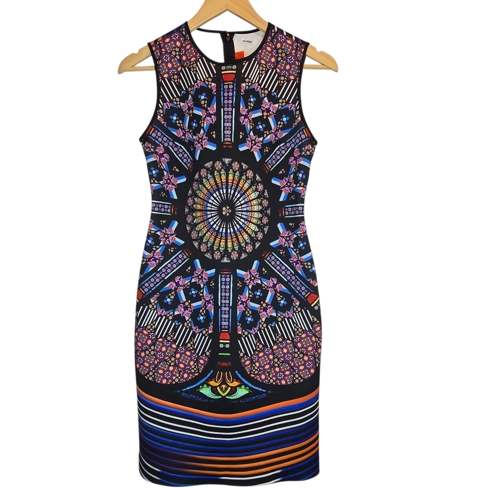 Clover Canyon Stained Glass Neoprene Dress Size M - Picture 2 of 11